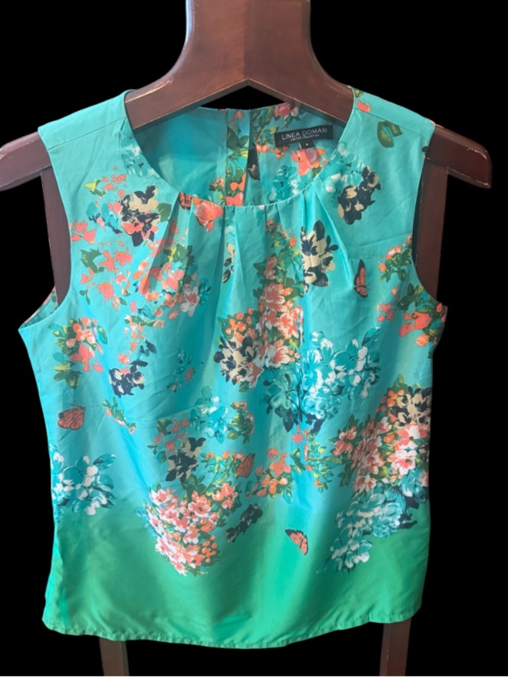 Linea Domani Italy cotton Floral Sleeveless Blouse size 8 like new
